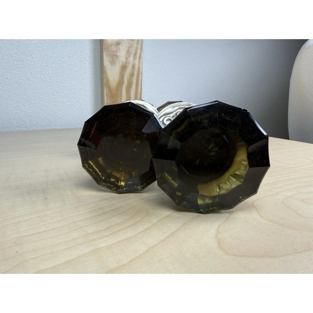 Anthropologie Faceted Crystal Glass Door Knobs Ornate New